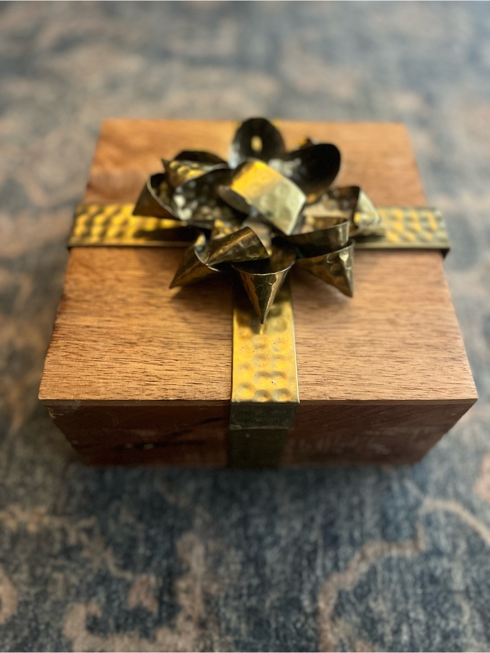 Decorative Wooden Gift Box with brass Metal Bow